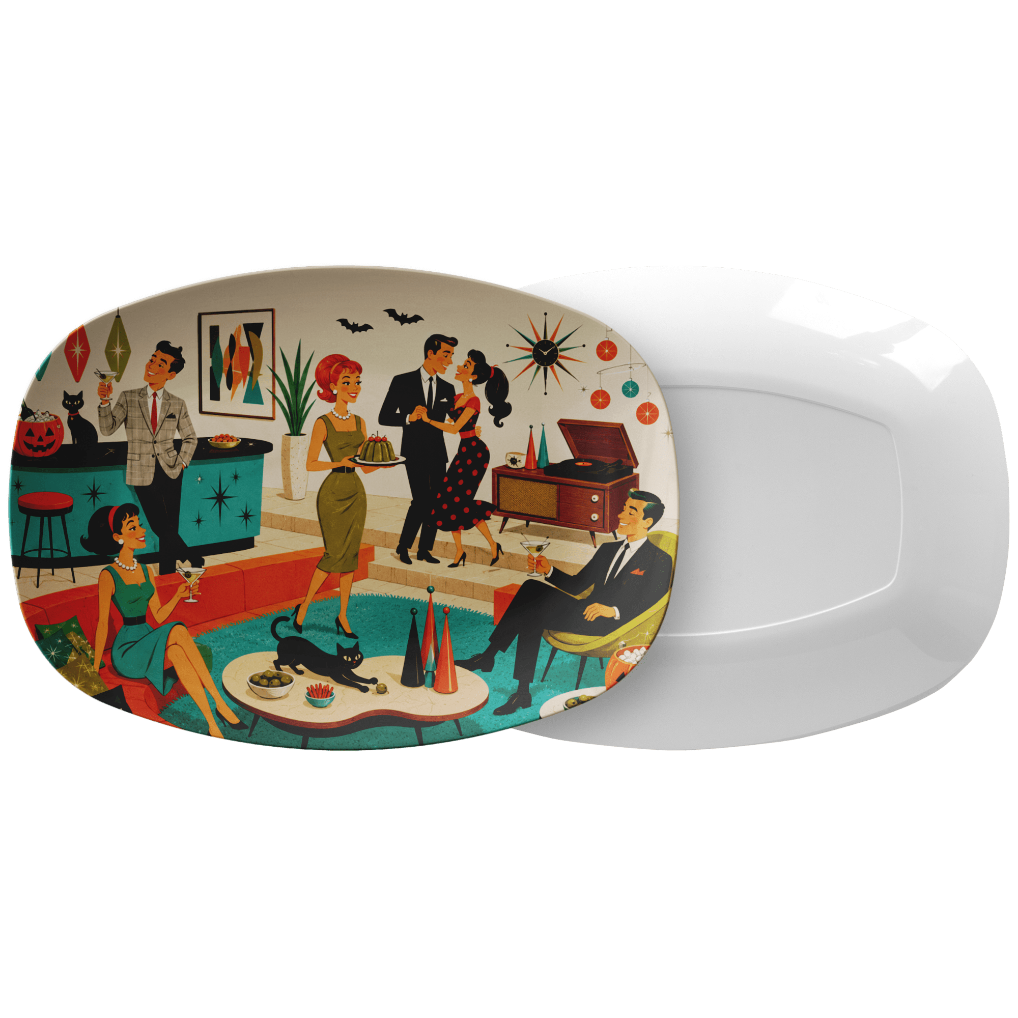 Kate McEnroe New York Retro 1950s Mid Century Modern Groovy Halloween Cocktail Party PlatterServing Platters