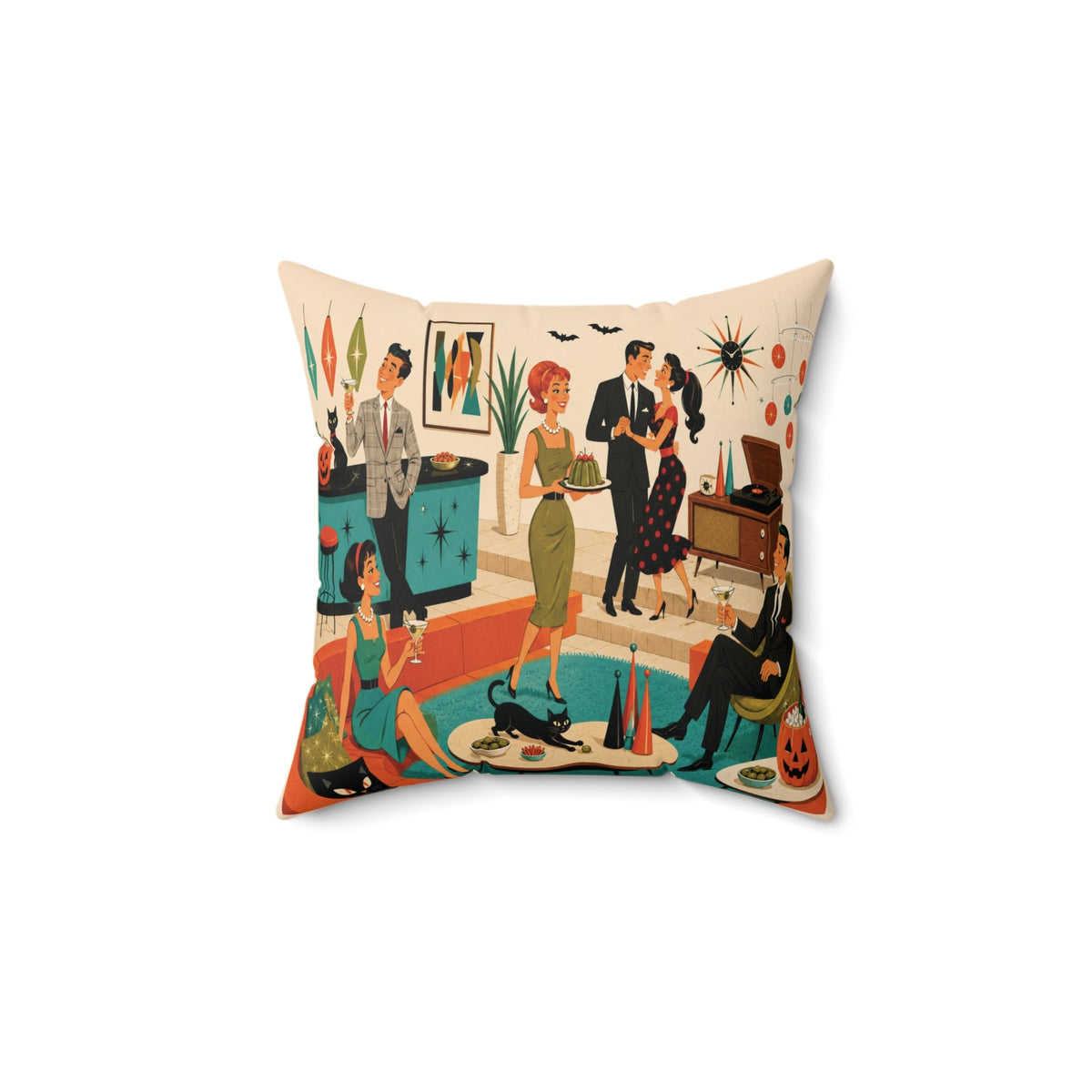 Kate McEnroe New York Retro 1950s Mid Century Modern Halloween Cocktail Party Throw PillowThrow Pillows19562583322517006622