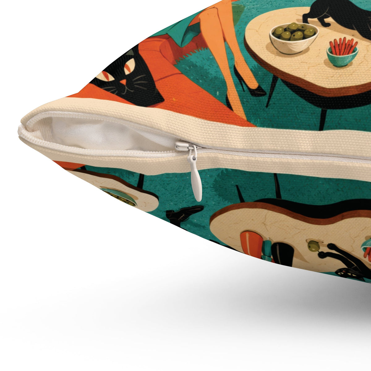 Kate McEnroe New York Retro 1950s Mid Century Modern Halloween Cocktail Party Throw PillowThrow Pillows23498708672847003414