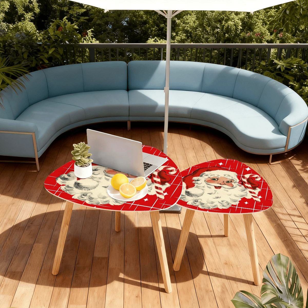 Kate McEnroe New York Retro 1950s Santa Mid Century Modern Nesting TablesNesting TablessqcfwwoSrT