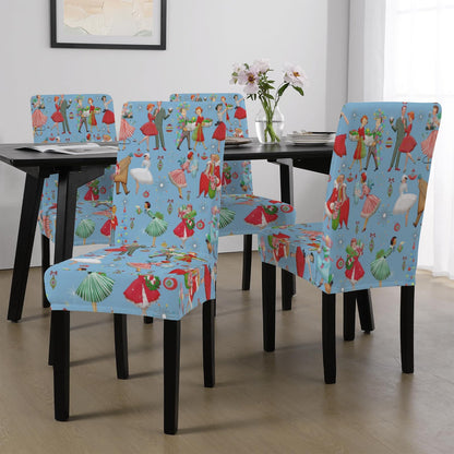 Kate McEnroe New York Retro 1950s Vintage Kitsch Christmas Blue Dining Chair SlipcoversChair SlipcoversD3231167