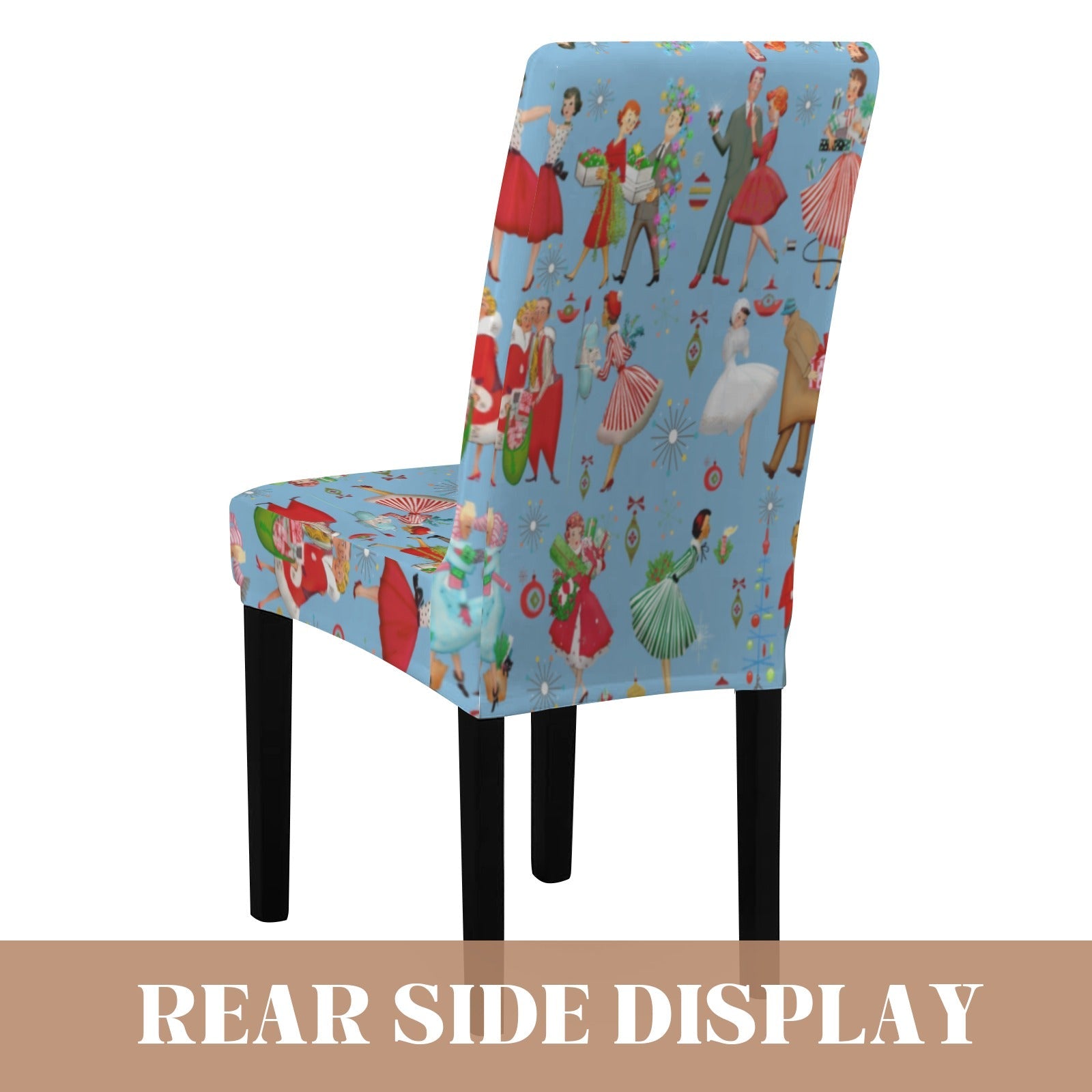 Kate McEnroe New York Retro 1950s Vintage Kitsch Christmas Blue Dining Chair SlipcoversChair SlipcoversD3231167