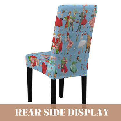Kate McEnroe New York Retro 1950s Vintage Kitsch Christmas Blue Dining Chair SlipcoversChair SlipcoversD3231167
