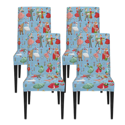 Kate McEnroe New York Retro 1950s Vintage Kitsch Christmas Blue Dining Chair SlipcoversChair SlipcoversD3231167