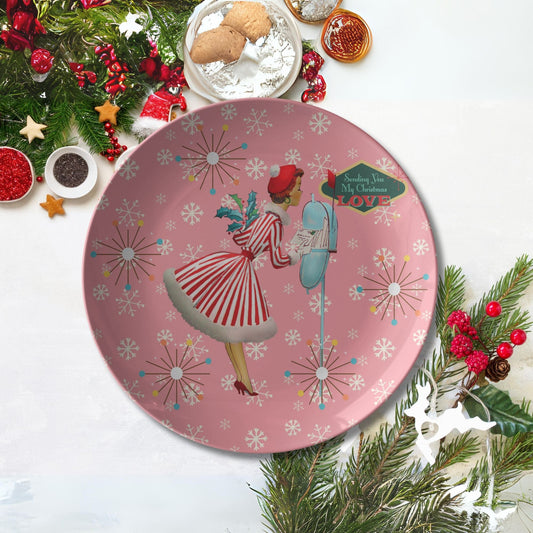 Kate McEnroe New York Retro 1950s Vintage Kitsch Christmas Card Art Mid Century Dinner Plate Kitchenware