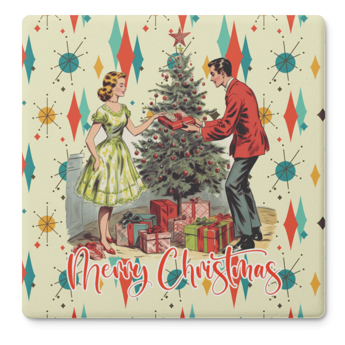 Kate McEnroe New York Retro 1950s Vintage Kitsch Christmas MCM Soapstone Coaster SetCoasters7021