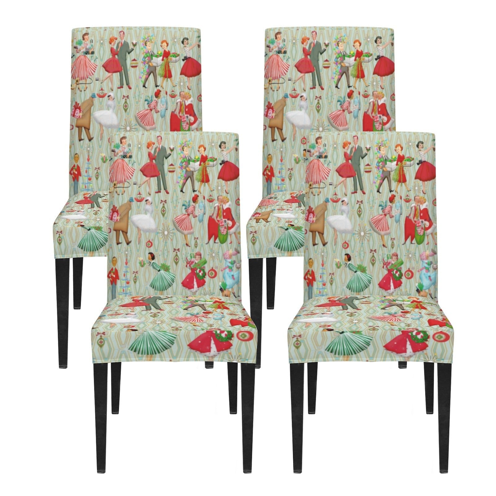 Kate McEnroe New York Retro 1950s Vintage Kitsch Christmas Sage Green Dining Chair SlipcoversChair SlipcoversD3231179