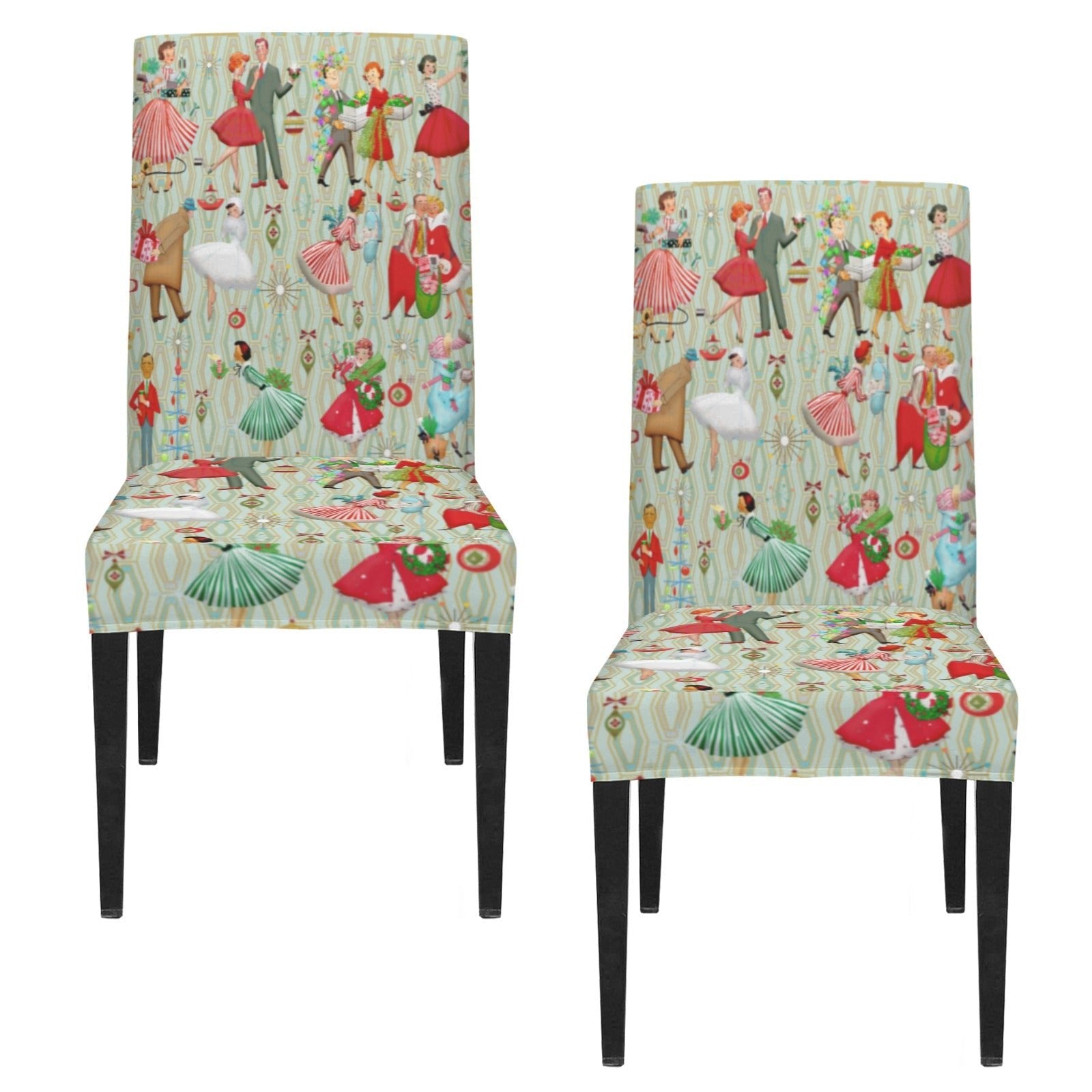 Kate McEnroe New York Retro 1950s Vintage Kitsch Christmas Sage Green Dining Chair SlipcoversChair SlipcoversD3231192