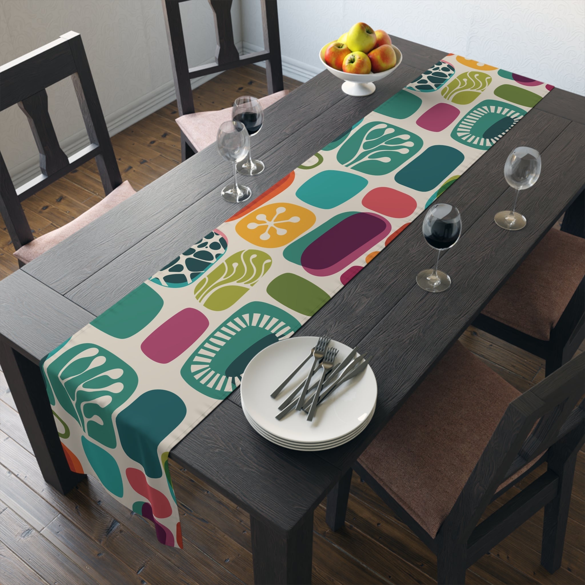 Kate McEnroe New York Retro 1960s Mid Century Modern Amoeba Table RunnerTable Runners28773720090597049116