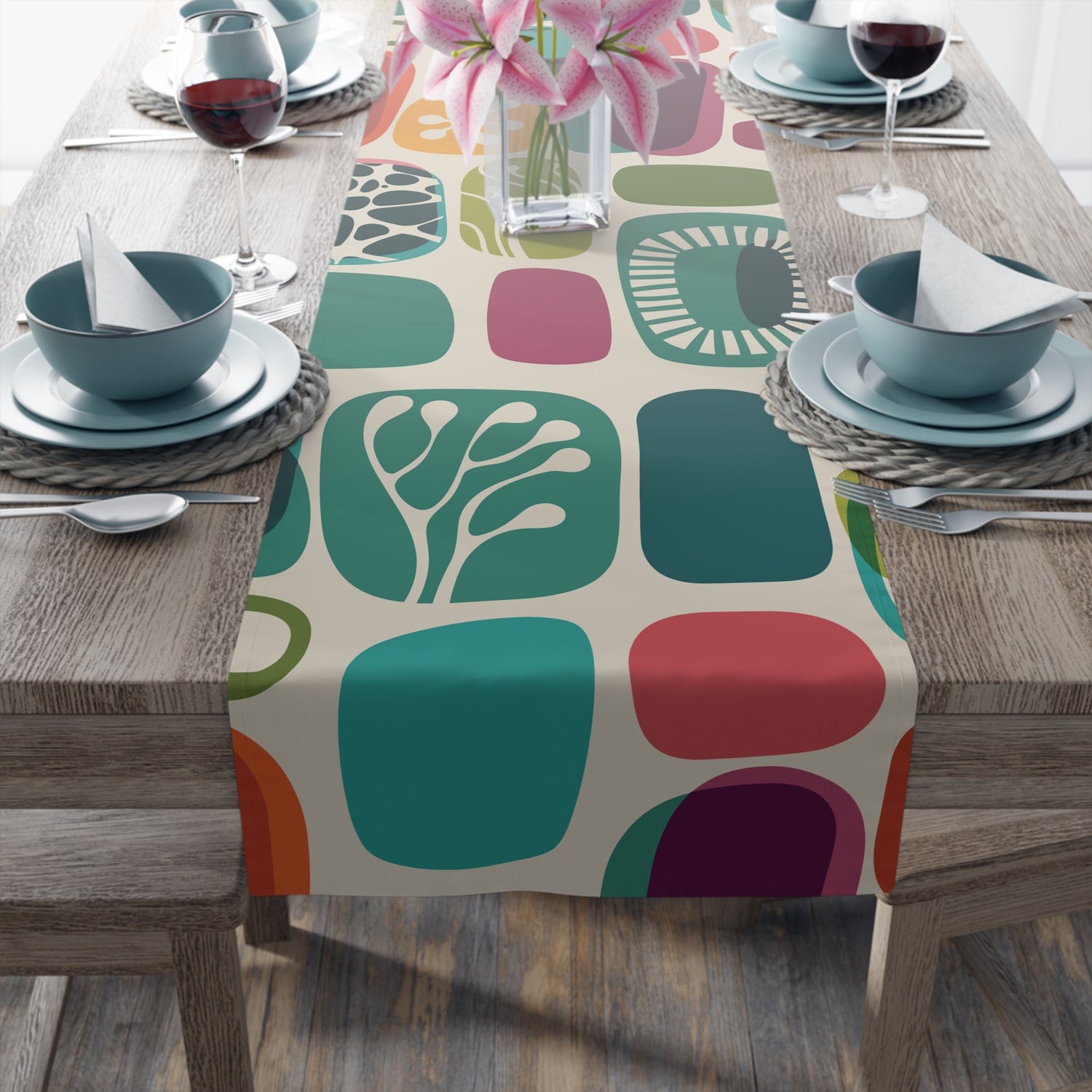 Kate McEnroe New York Retro 1960s Mid Century Modern Amoeba Table RunnerTable Runners30074952026431622977