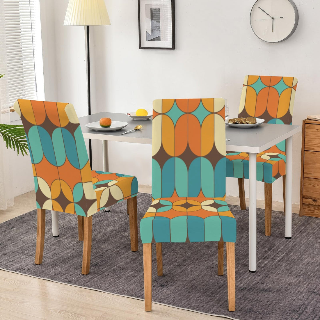 Kate McEnroe New York Retro 1960s Mod Geometric Dining Chair SlipcoversChair SlipcoversD3232999
