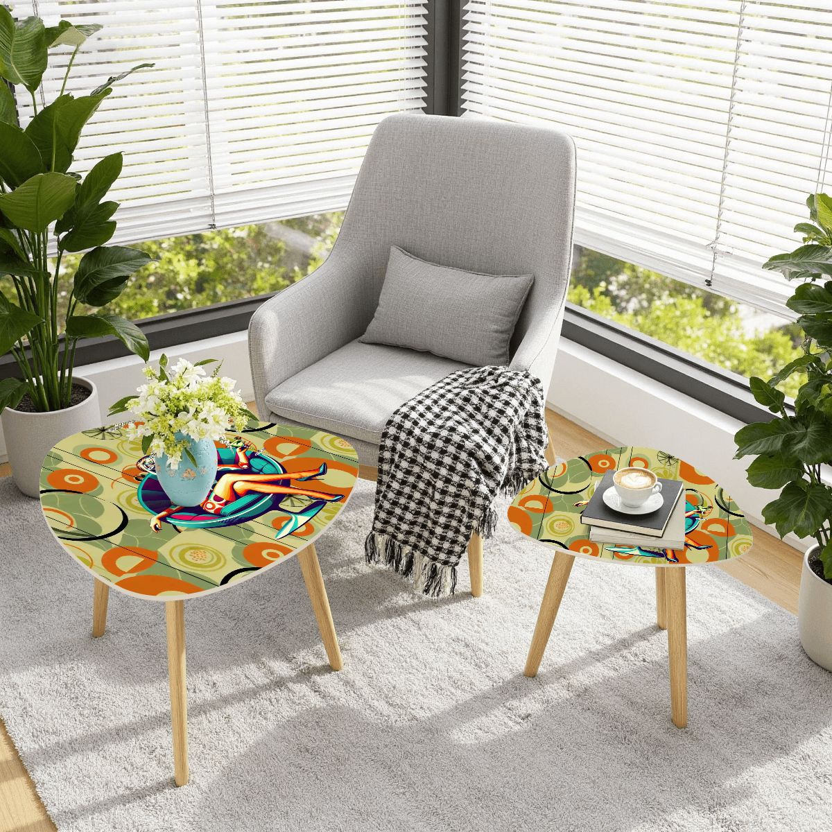 Kate McEnroe New York Retro 1960s Pin Up Girl Groovy Mid Century Modern Nesting TablesNesting Tables3jtsj7sMoR