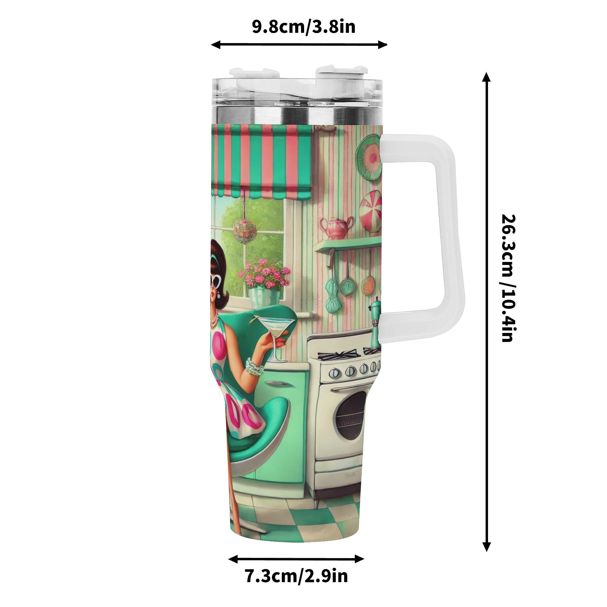 Kate McEnroe New York Retro 50s Atomic Cat Kitschy Housewife 40oz Travel TumblerTumblersNO5ZG30W-1