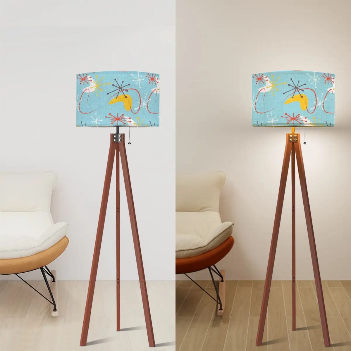 Kate McEnroe New York Retro 50s Atomic Starburst Mid Century Modern Modern Tripod Floor LampTripod Floor Lamps1RFRThrTTX