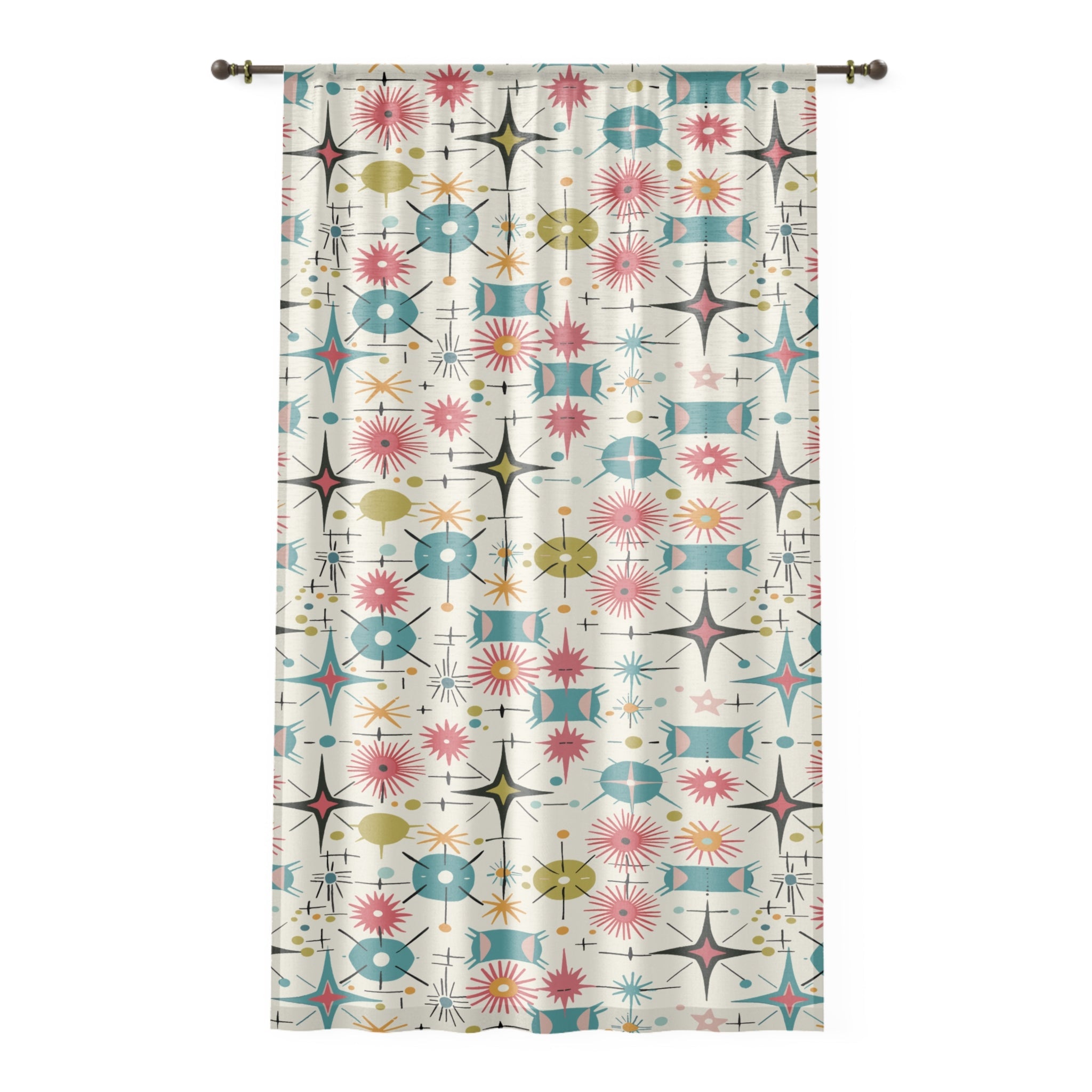 Kate McEnroe New York Retro 50s Atomic Starbursts Geometric Mid Century Modern Window CurtainsWindow Curtains20258590878120985458