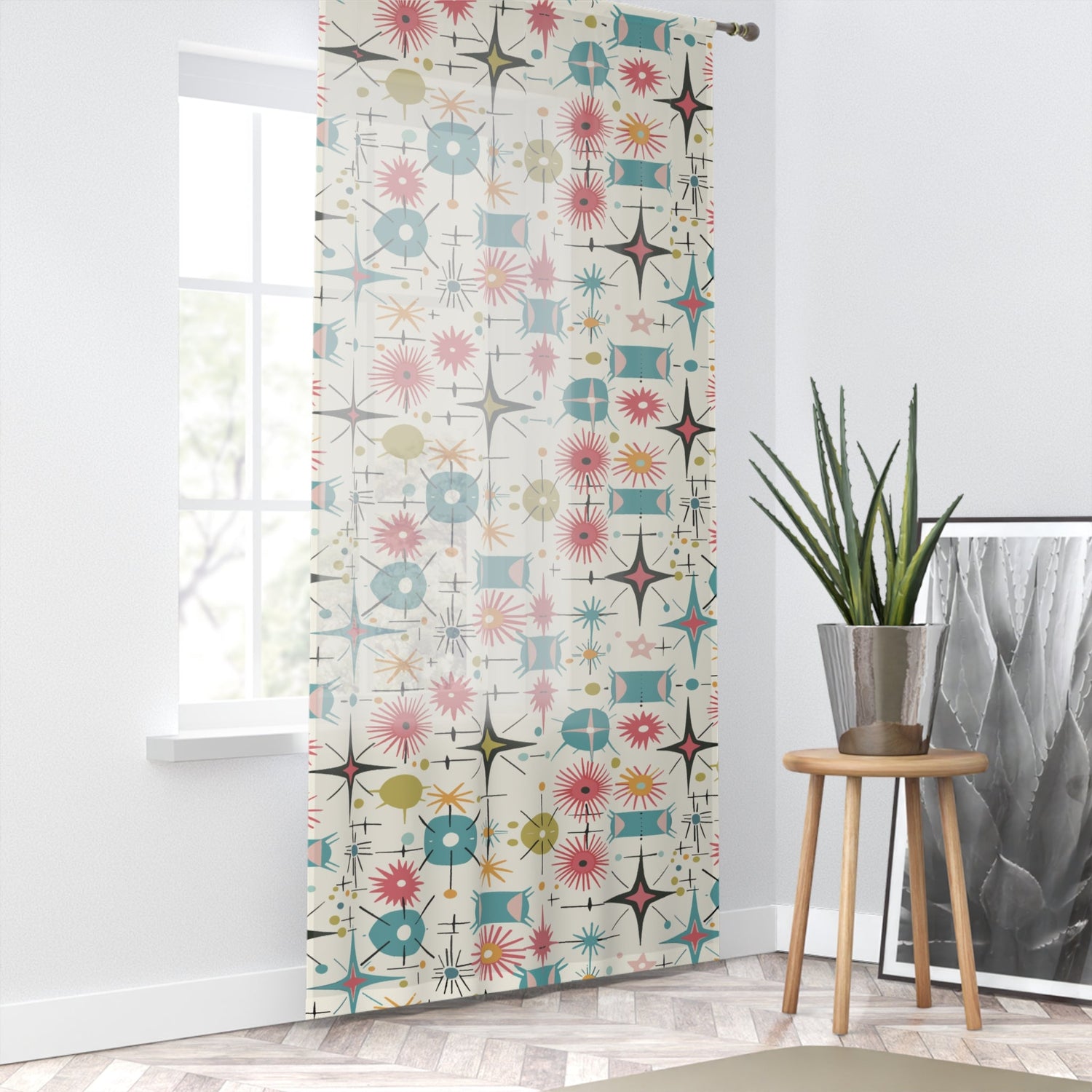 Kate McEnroe New York Retro 50s Atomic Starbursts Geometric Mid Century Modern Window CurtainsWindow Curtains20258590878120985458