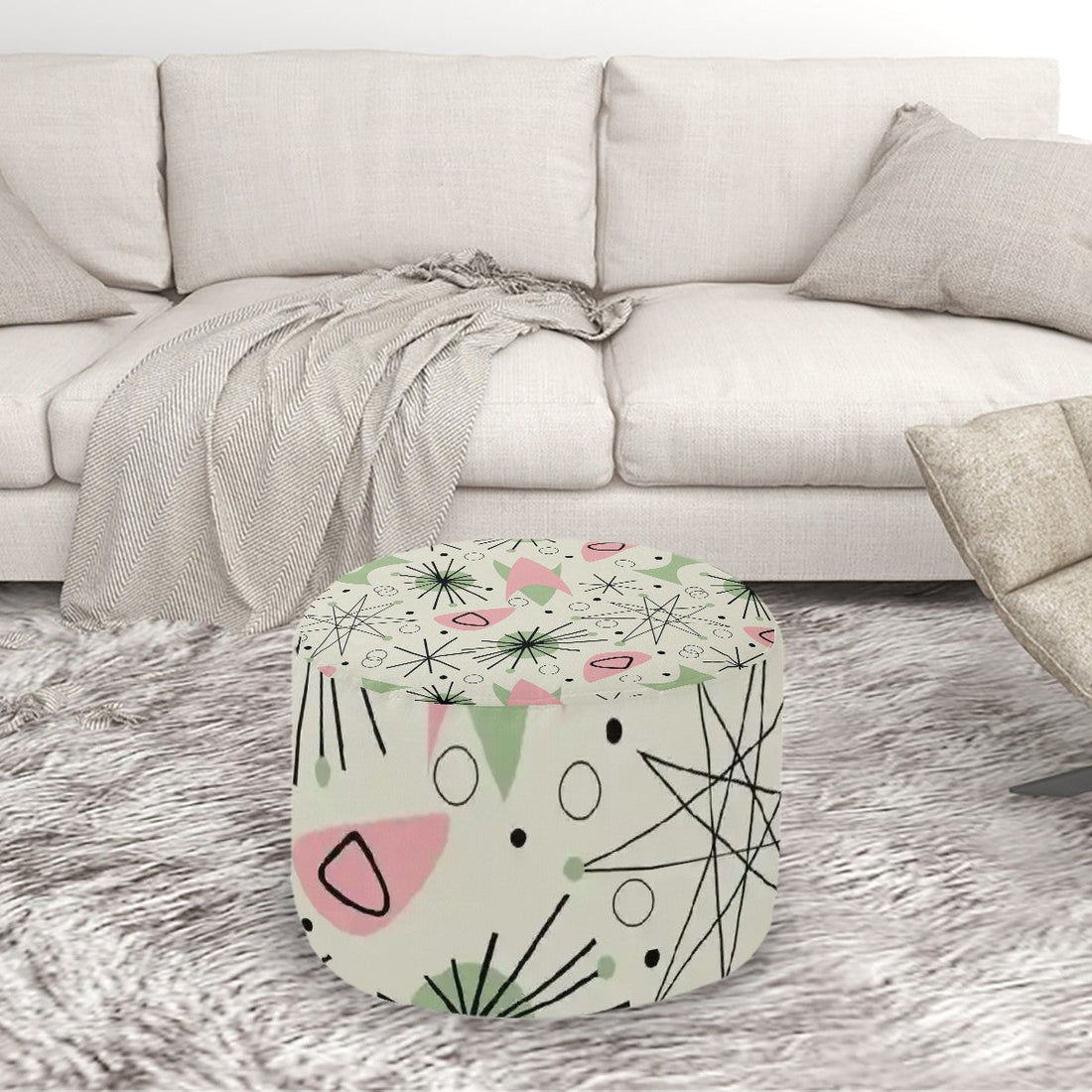 Kate McEnroe New York Retro 50s Boomerang Starburst Abstract Ottoman Mid Century Modern PoufOttomansc5HzdLz5Z2