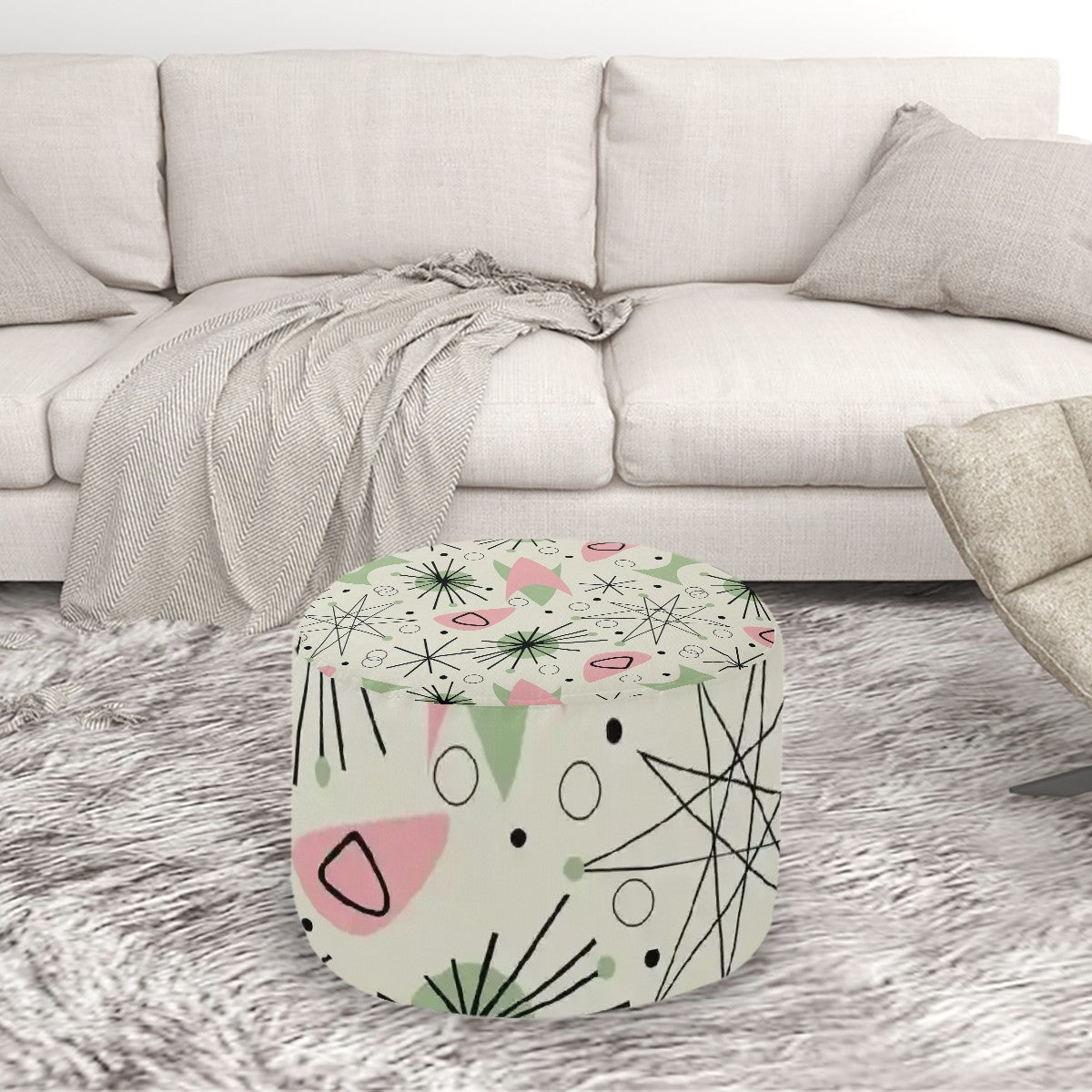 Kate McEnroe New York Retro 50s Boomerang Starburst Abstract Ottoman Mid Century Modern PoufOttomansc5HzdLz5Z2