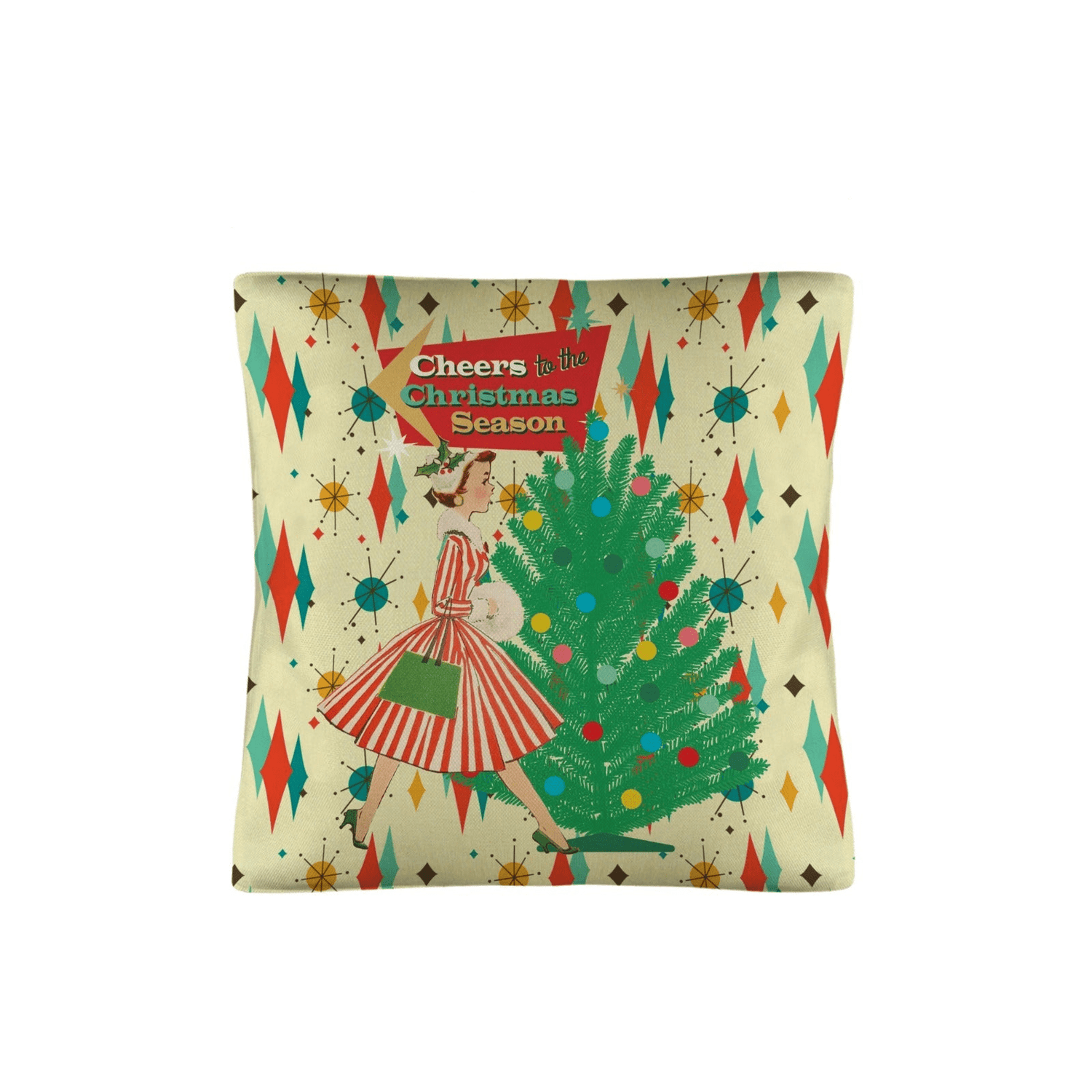 Kate McEnroe New York Retro 50s Christmas 18&quot; Pillow Covers Set of 2, Mid Century Modern Holiday DecorThrow Pillow CoversD3242900