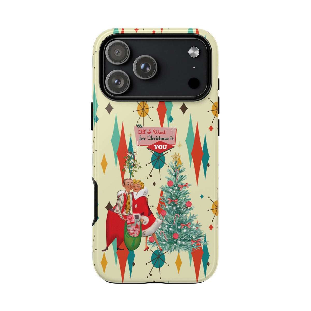 Kate McEnroe New York Retro 50s Christmas iPhone 18 Case, Mid Century Modern Franciscan Starburst Holiday Smartphone CoverPhone Cases12074988155524399669
