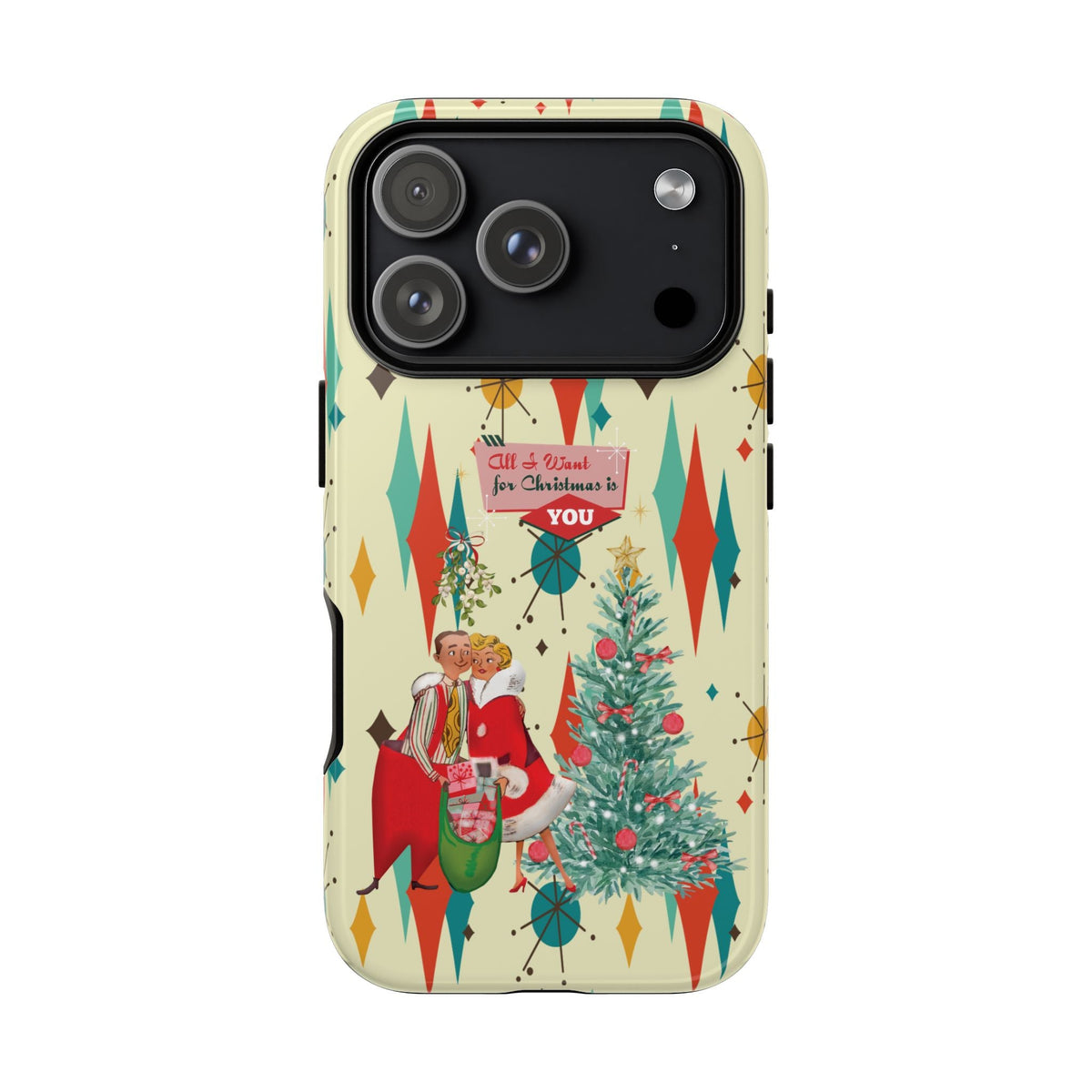 Kate McEnroe New York Retro 50s Christmas iPhone 18 Case, Mid Century Modern Franciscan Starburst Holiday Smartphone CoverPhone Cases25130642241752868703