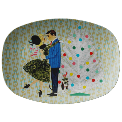 Kate McEnroe New York Retro 50s Christmas Platter Mid Century Modern Kitsch Holiday TrayServing Platters9727