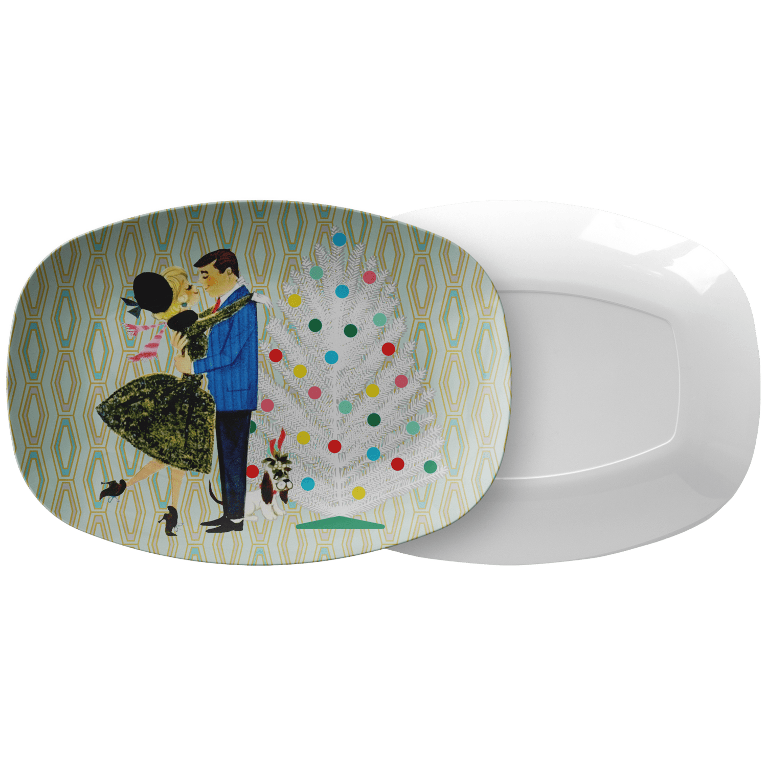 Kate McEnroe New York Retro 50s Christmas Platter Mid Century Modern Kitsch Holiday TrayServing Platters9727