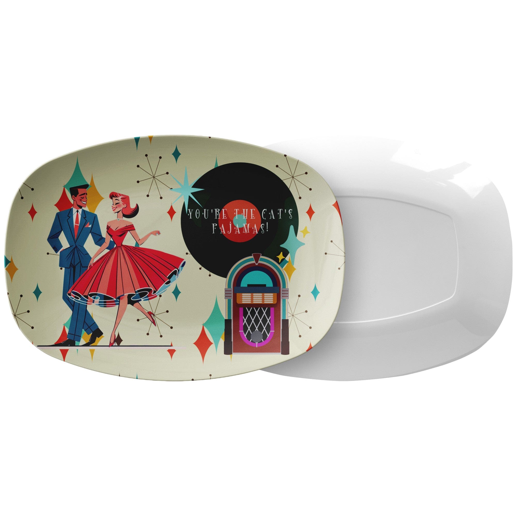 Kate McEnroe New York Retro 50s Couple Kitschy Mid Century Modern Serving Platter, MCM Party Tray, Vintage Style DishServing PlattersP23 - REG - GCPL - 5