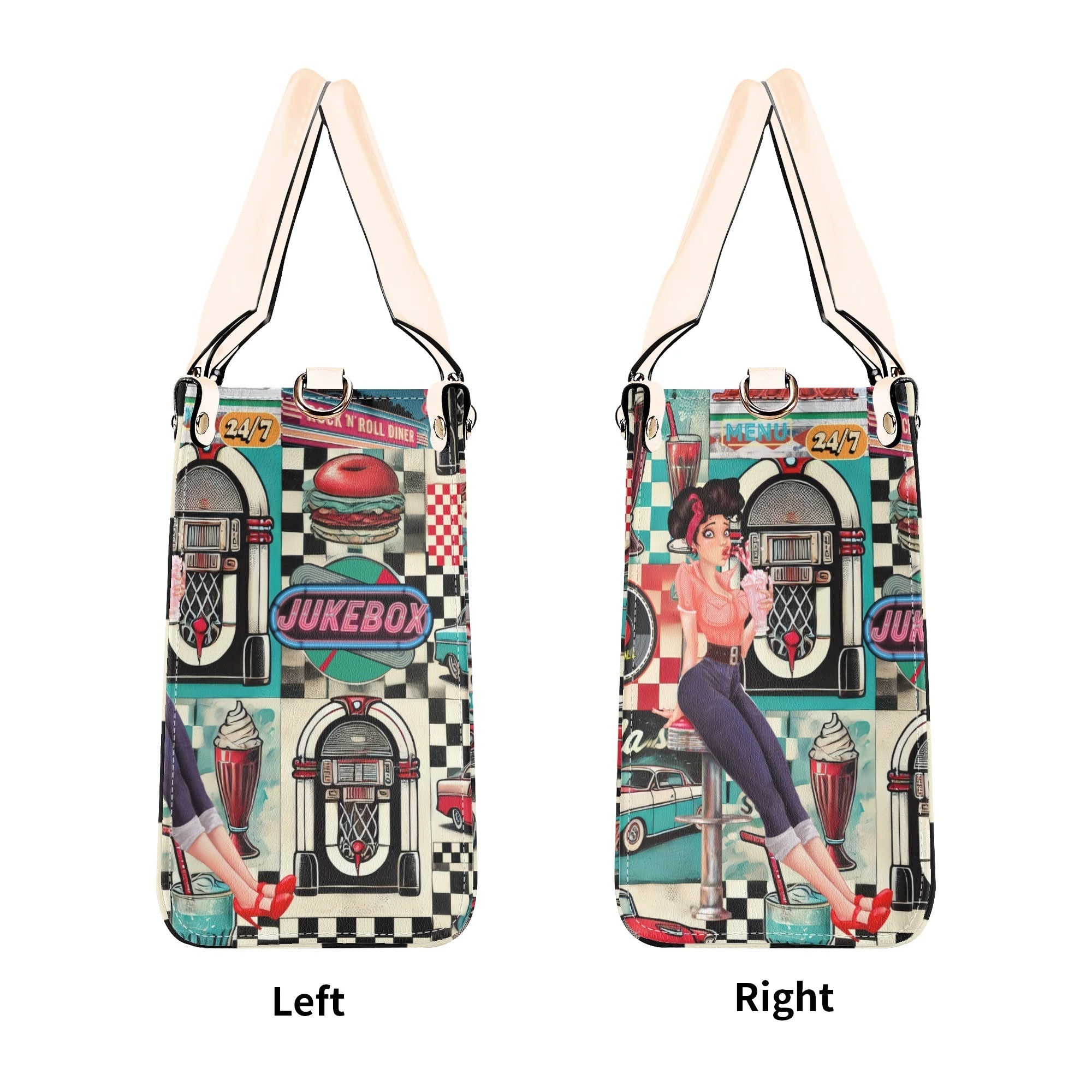 Kate McEnroe New York Retro 50s Diner Handbag, Mid Century Modern Rockabilly Purse, Vintage Soda Fountain Jukebox Bag, Pin - Up Rock and Roll Style SatchelHandbagsN4M6L2VW - 1