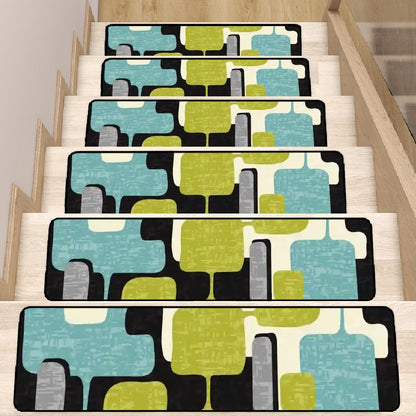 Kate McEnroe New York Retro 50s Geometric Stair Treads, Mid Century Modern Abstract Non - Slips MatsStair TreadskWhx4n4ODx
