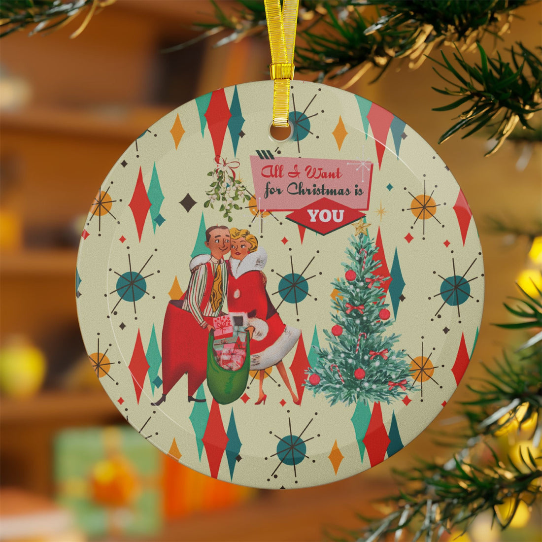 Kate McEnroe New York Retro 50s Glass Ornament, Mid Century Modern Vintage Kitsch Christmas Decor with Gift BoxOrnaments30065422663770456678