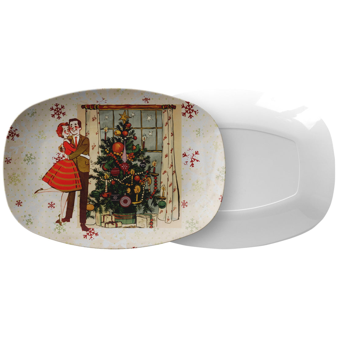 Kate McEnroe New York Retro 50s Holiday Platter, Mid Century Modern Christmas Couple Serving Tray, Vintage Festive TablewareServing PlattersP23 - VIN - SHY - 4