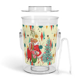 Kate McEnroe New York Retro 50s Kitsch Christmas Card Art Holiday Bundle, Franciscan Diamond Starburst Ice Bucket, Platter, and Pint Glass SetBarware BundleMODMERRY1