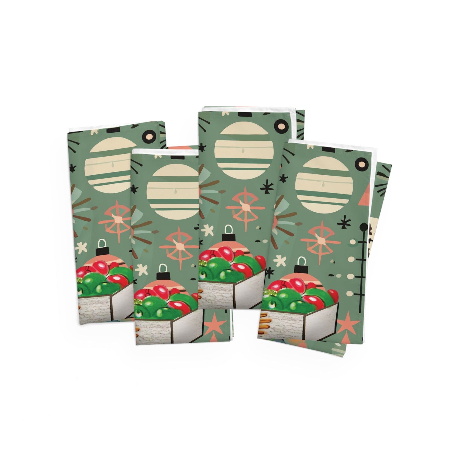 Kate McEnroe New York Retro 50s Kitsch Christmas Cloth Napkins Set of 4, Mid Century Modern Holiday Decor, 1950s Kitsch Dining Table LinensNapkinsPMK08.1082881