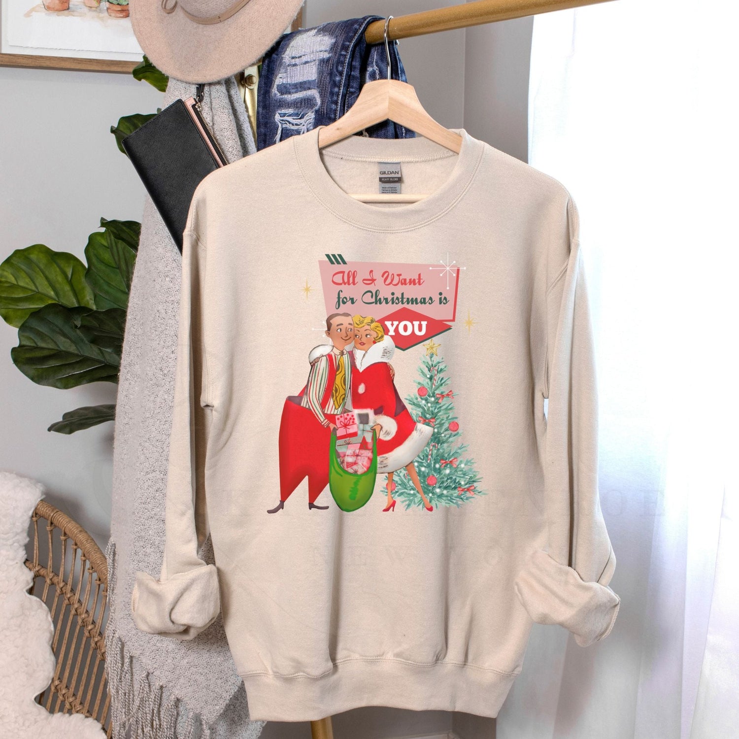 Kate McEnroe New York Retro 50s Kitsch Christmas Sweatshirt, Mid Century Modern Holiday PulloverSweatshirts12448529665519345048