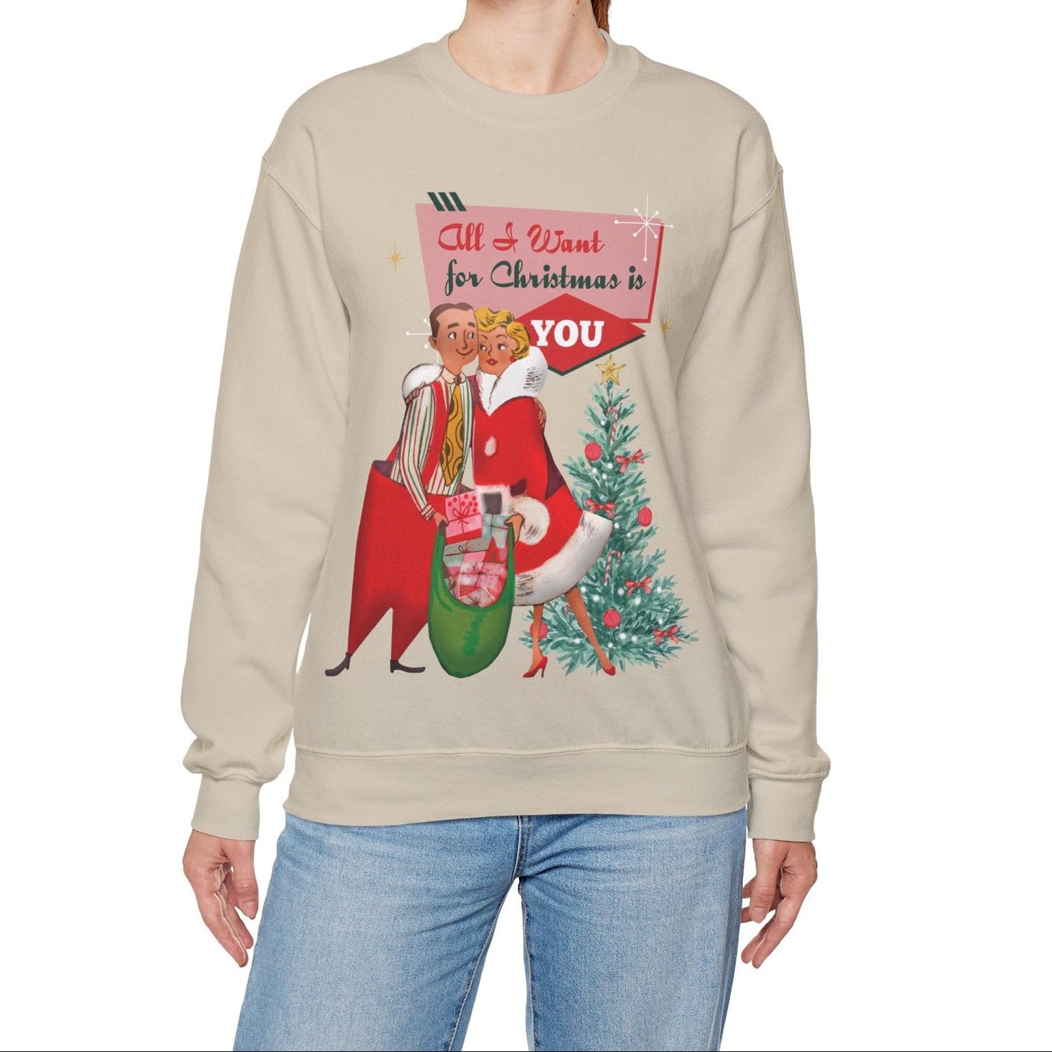 Kate McEnroe New York Retro 50s Kitsch Christmas Sweatshirt, Mid Century Modern Holiday PulloverSweatshirts52404690575358951976