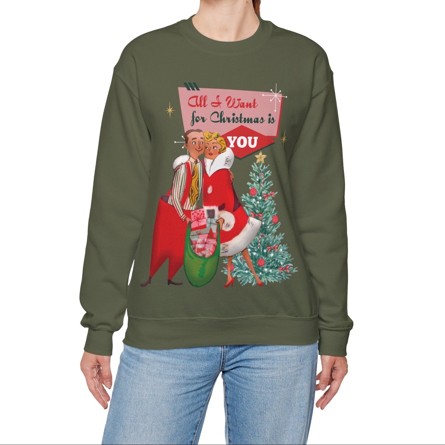 Kate McEnroe New York Retro 50s Kitsch Christmas Sweatshirt, Mid Century Modern Holiday PulloverSweatshirts52404690575358951976