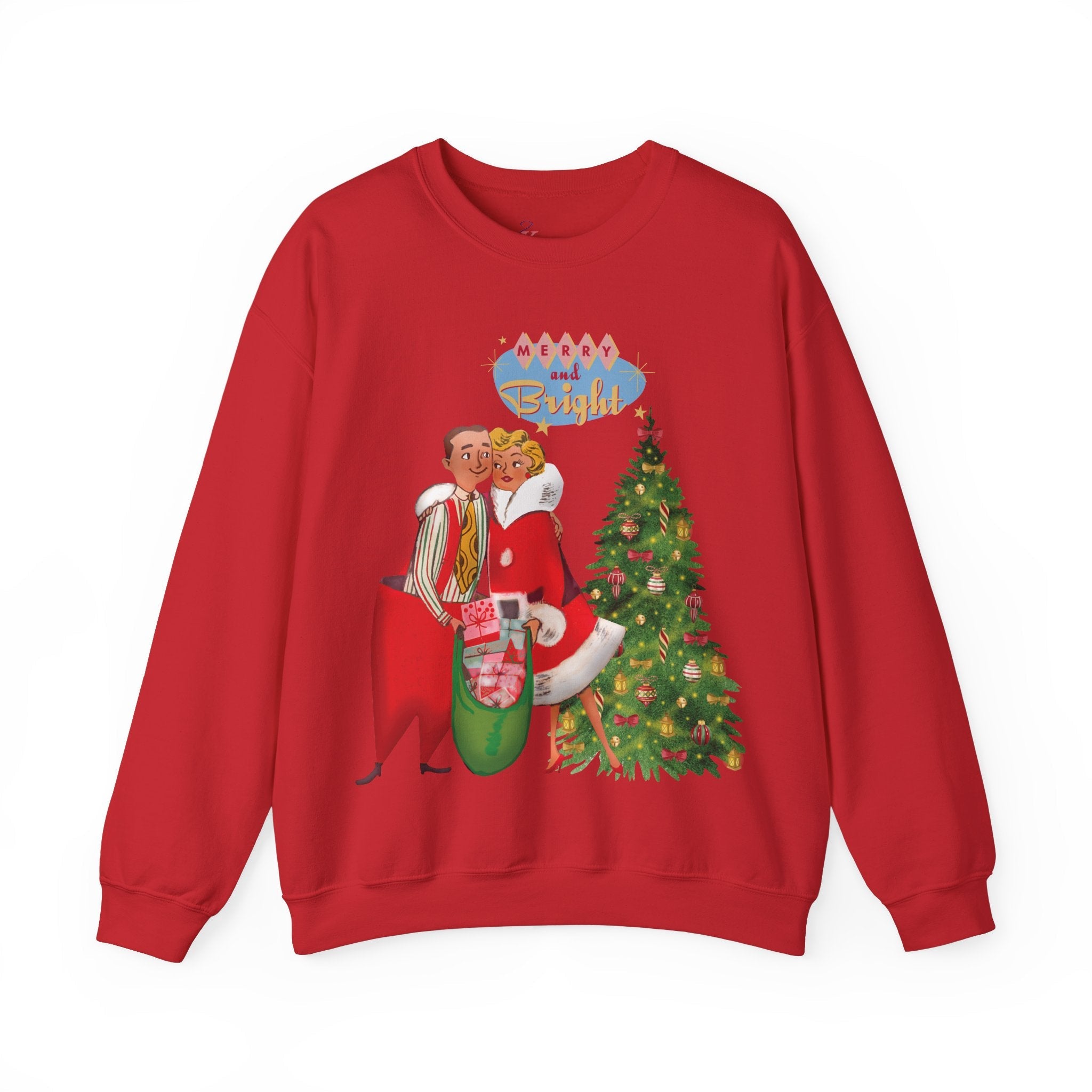 Kate McEnroe New York Retro 50s Kitsch Christmas Sweatshirt, Vintage Holiday Pullover, Mid Century Modern Festive ApparelSweatshirts18523096163766763282