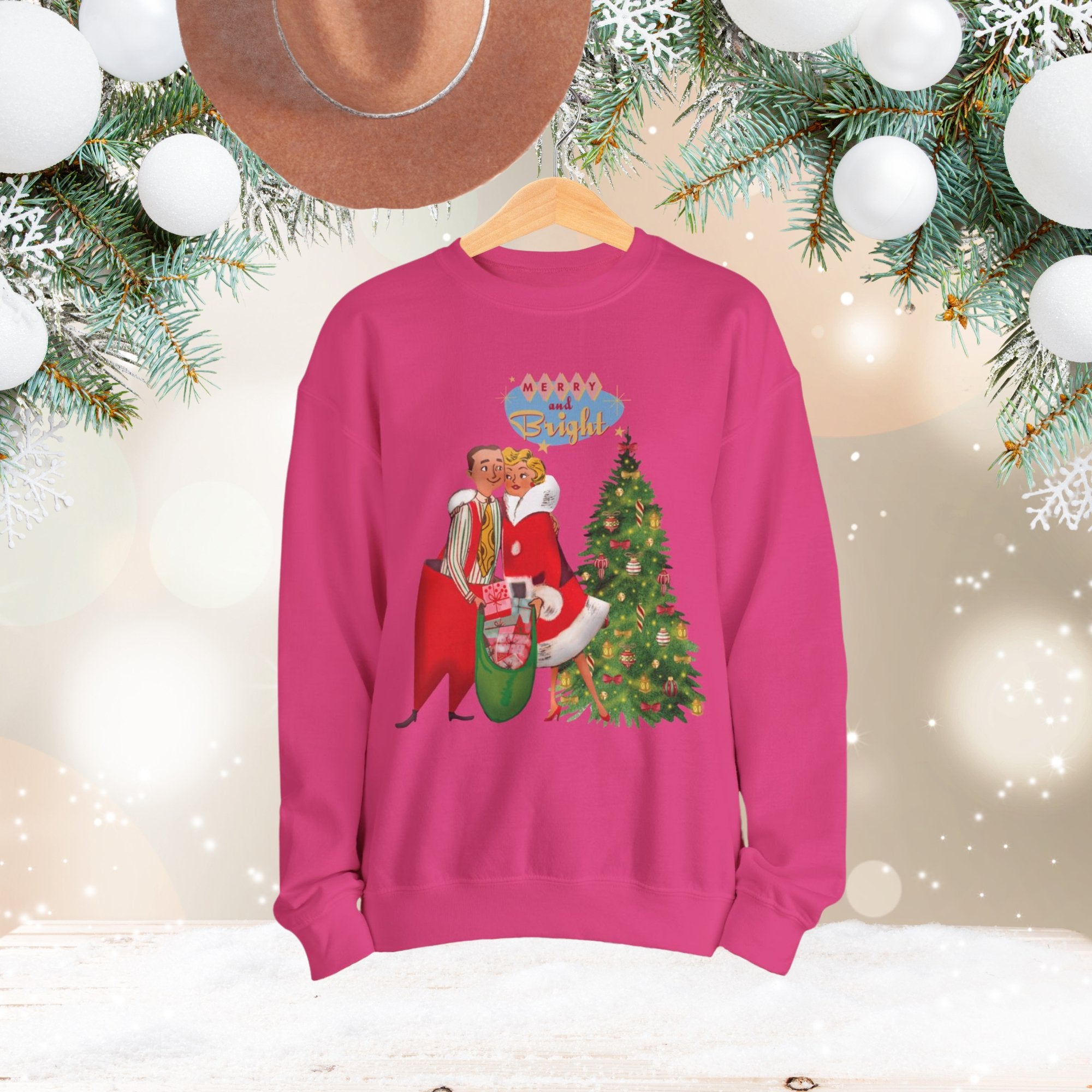 Kate McEnroe New York Retro 50s Kitsch Christmas Sweatshirt, Vintage Holiday Pullover, Mid Century Modern Festive ApparelSweatshirts30495324094923379995
