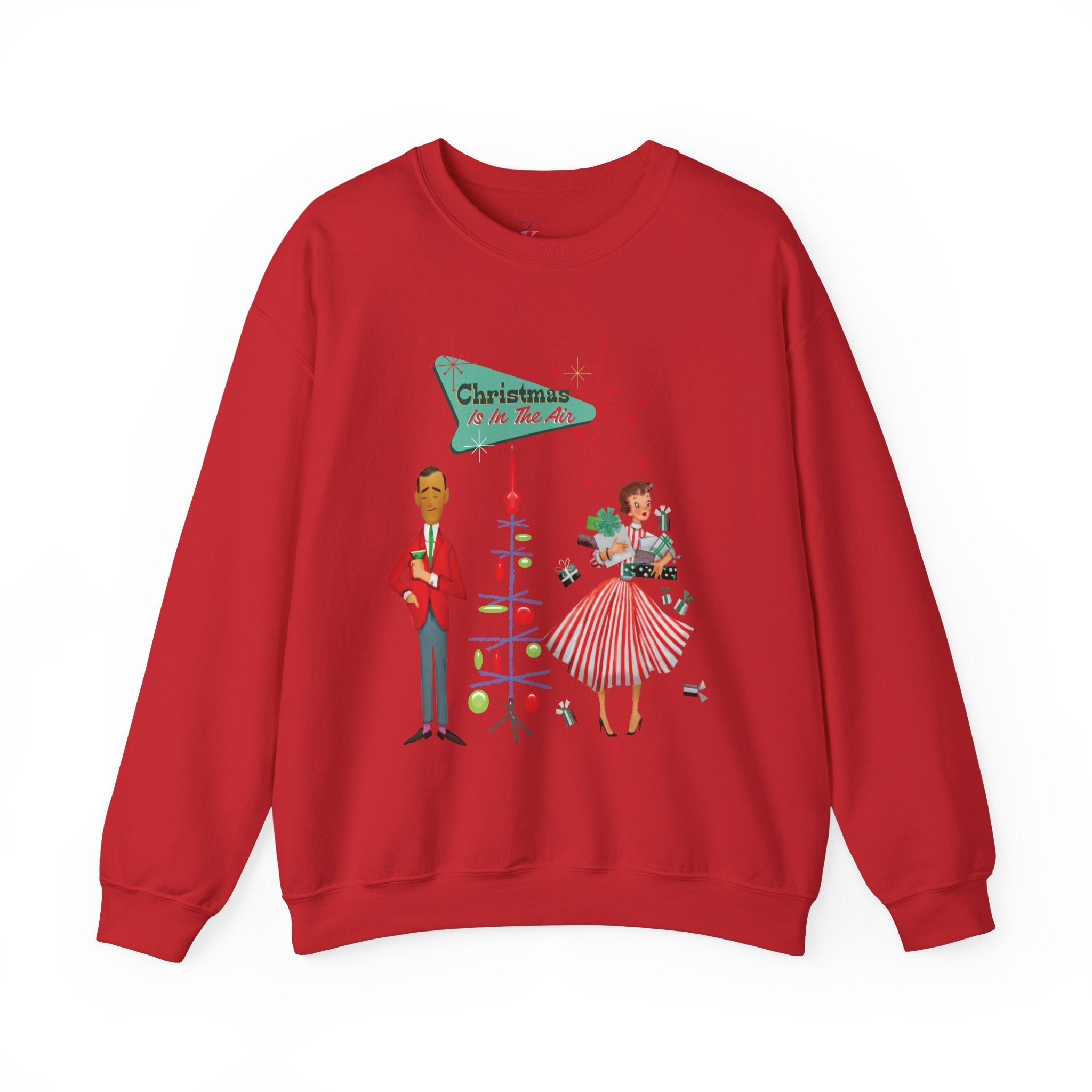 Kate McEnroe New York Retro 50s Kitsch Christmas Sweatshirt, Vintage Holiday Style, Mid Century Modern Atomic Unisex Heavy Blend™ Crewneck SweatshirtSweatshirt15444762468957441893