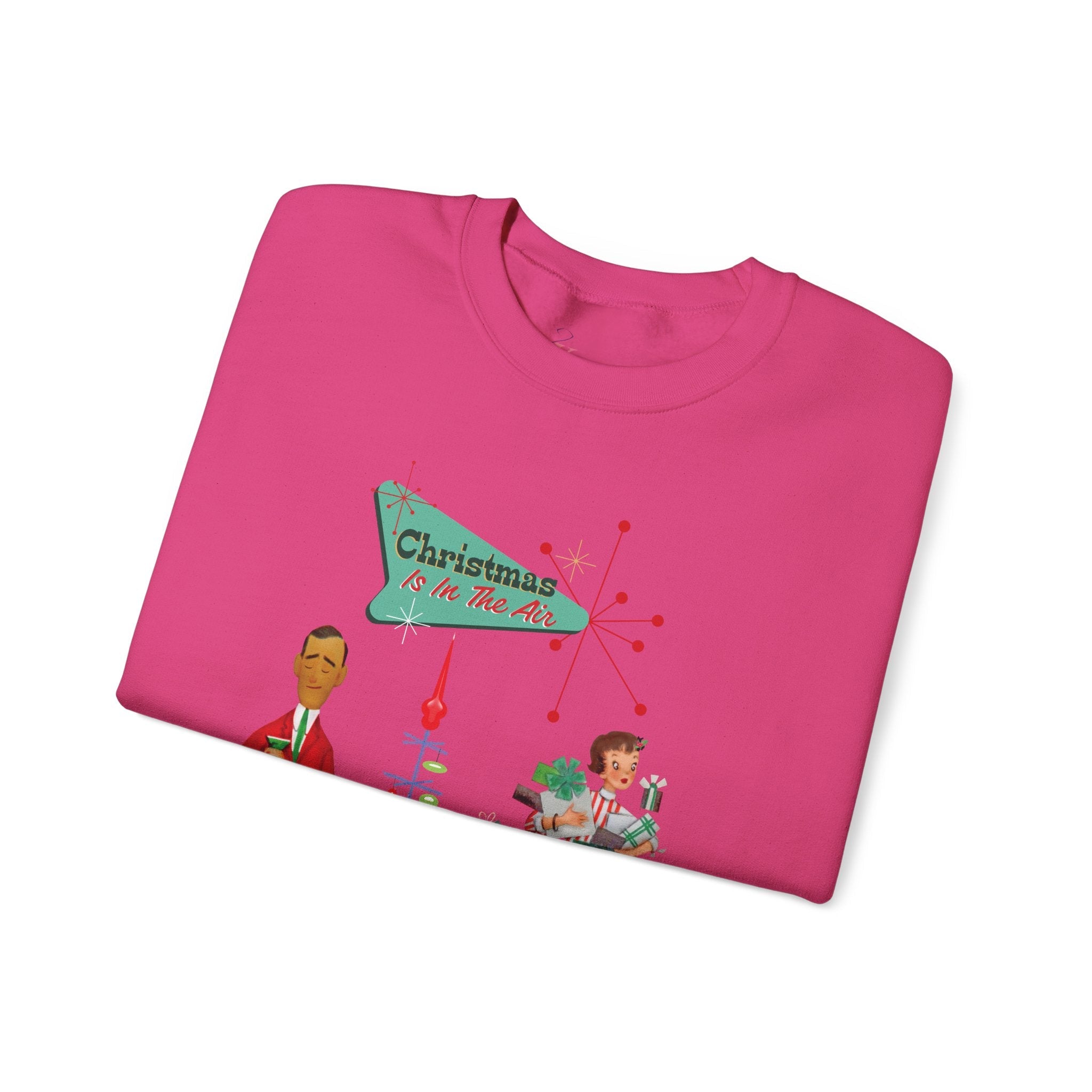 Kate McEnroe New York Retro 50s Kitsch Christmas Sweatshirt, Vintage Holiday Style, Mid Century Modern Atomic Unisex Heavy Blend™ Crewneck SweatshirtSweatshirt28633329265179884440
