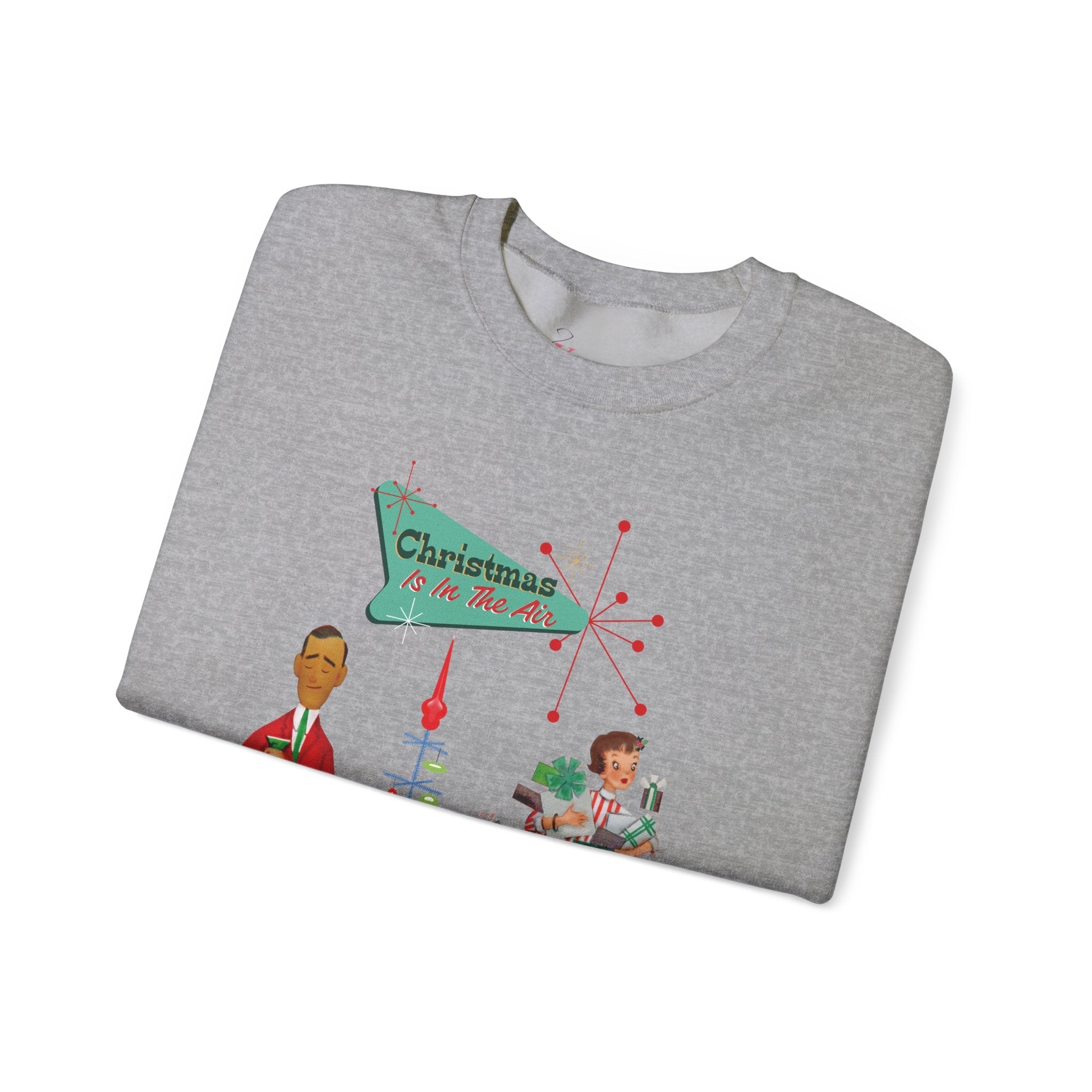 Kate McEnroe New York Retro 50s Kitsch Christmas Sweatshirt, Vintage Holiday Style, Mid Century Modern Atomic Unisex Heavy Blend™ Crewneck SweatshirtSweatshirt28633329265179884440