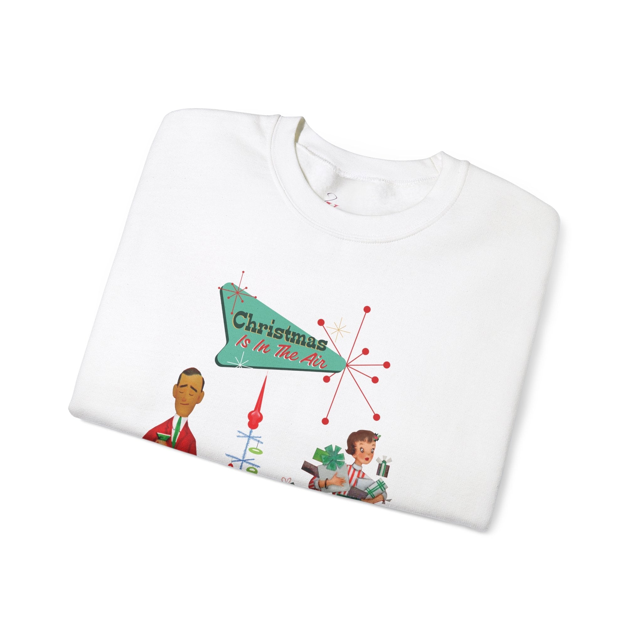 Kate McEnroe New York Retro 50s Kitsch Christmas Sweatshirt, Vintage Holiday Style, Mid Century Modern Atomic Unisex Heavy Blend™ Crewneck SweatshirtSweatshirt28633329265179884440