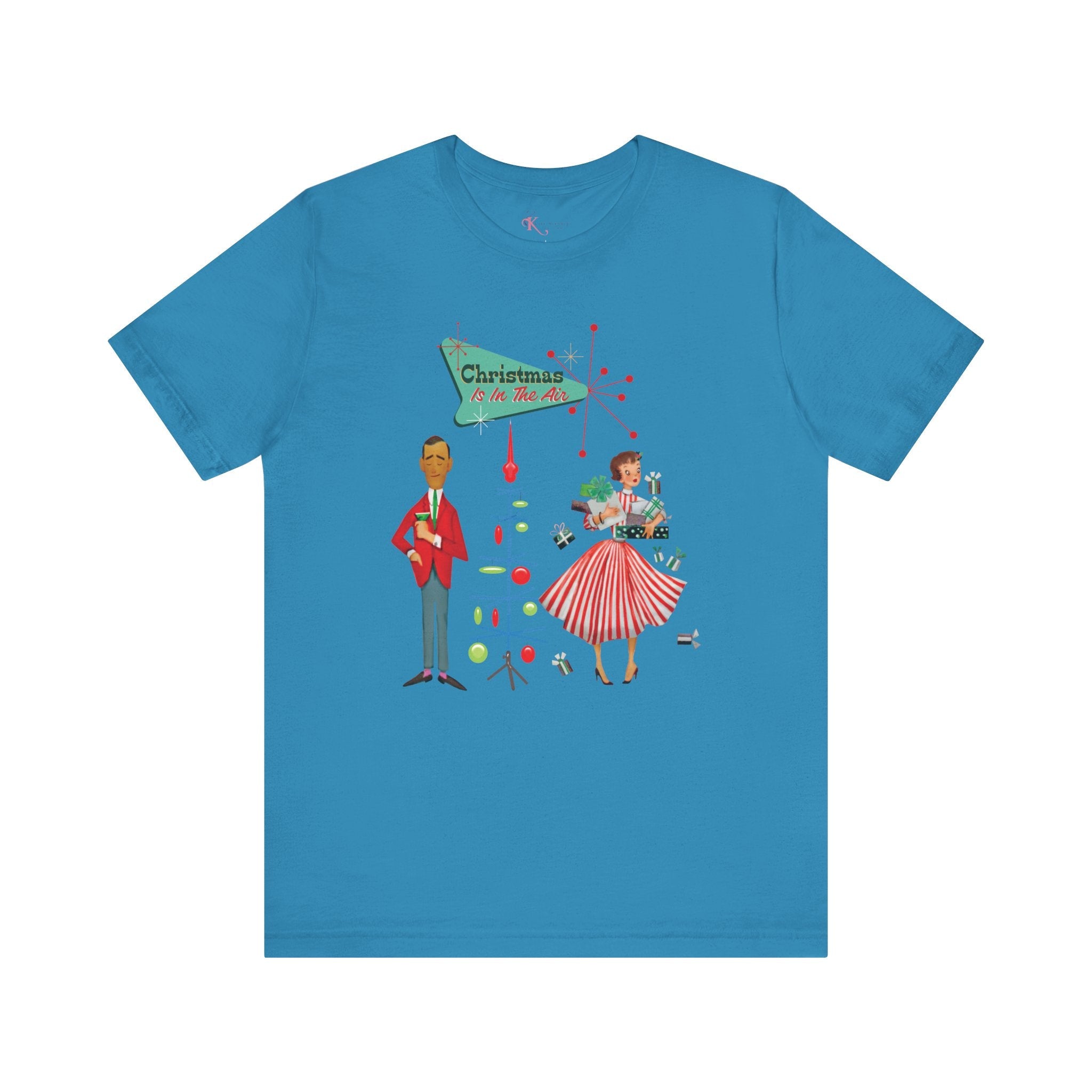 Kate McEnroe New York Retro 50s Kitsch Christmas T-Shirt, Vintage Holiday Style, Mid Century Modern Atomic TeeT-Shirts12889237168475153114
