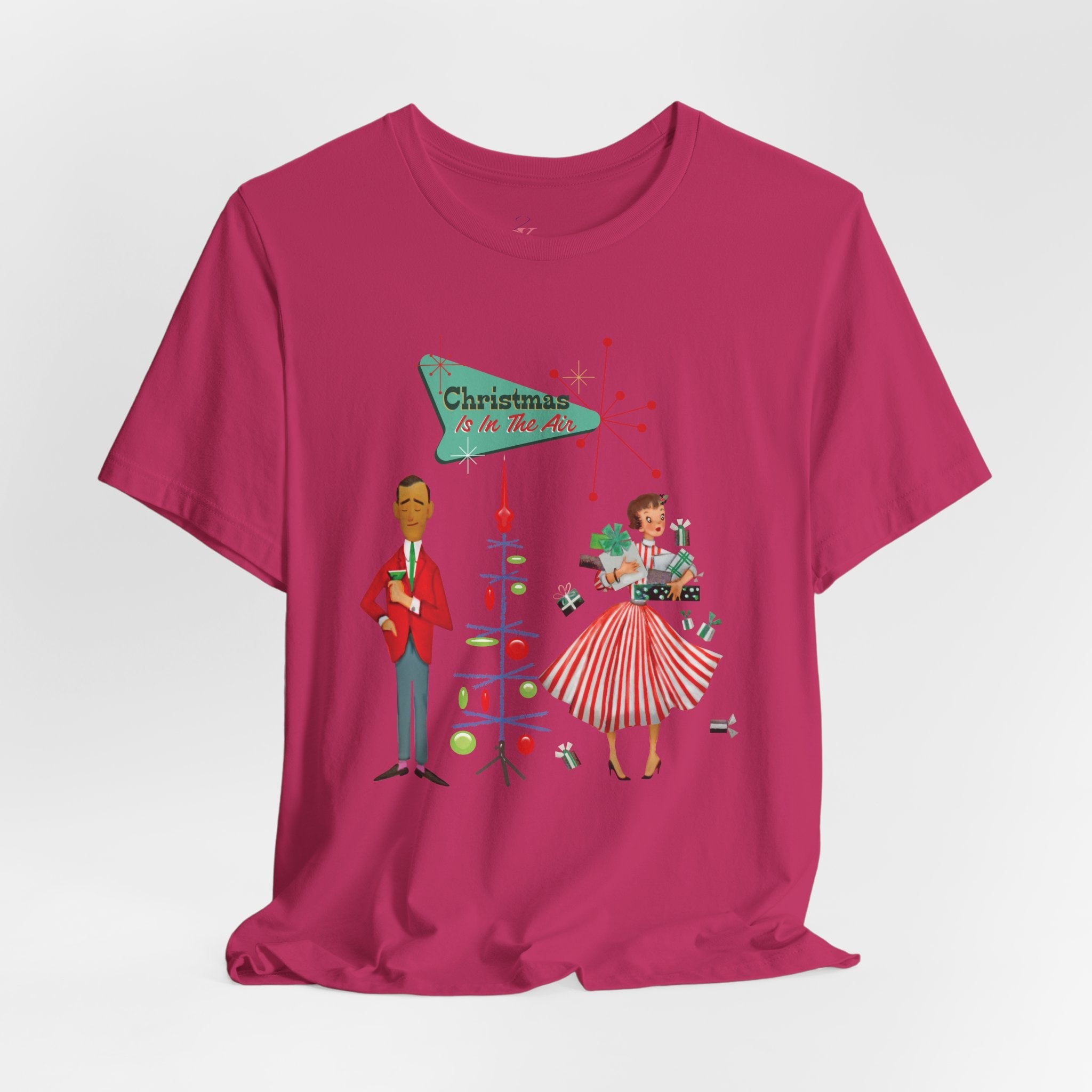 Kate McEnroe New York Retro 50s Kitsch Christmas T-Shirt, Vintage Holiday Style, Mid Century Modern Atomic TeeT-Shirts30192429312894216295