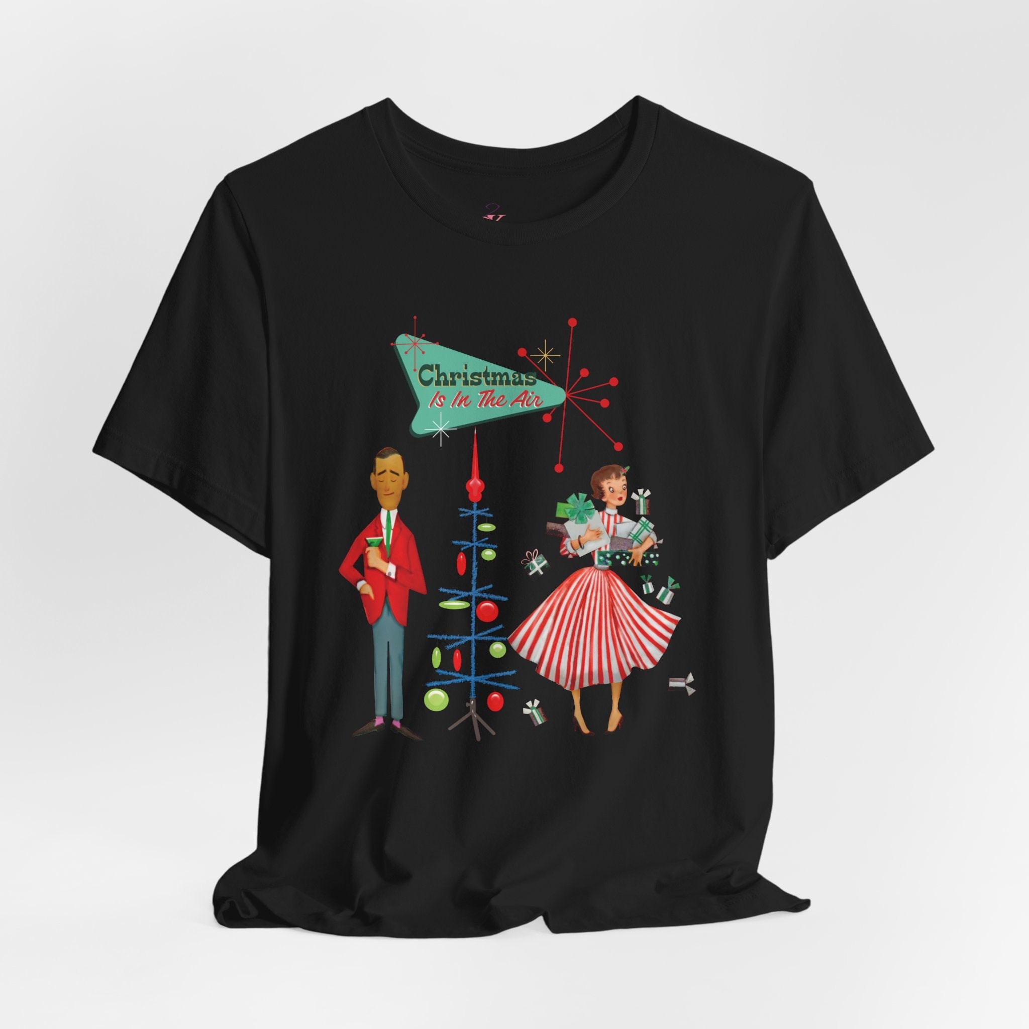 Kate McEnroe New York Retro 50s Kitsch Christmas T-Shirt, Vintage Holiday Style, Mid Century Modern Atomic TeeT-Shirts30192429312894216295