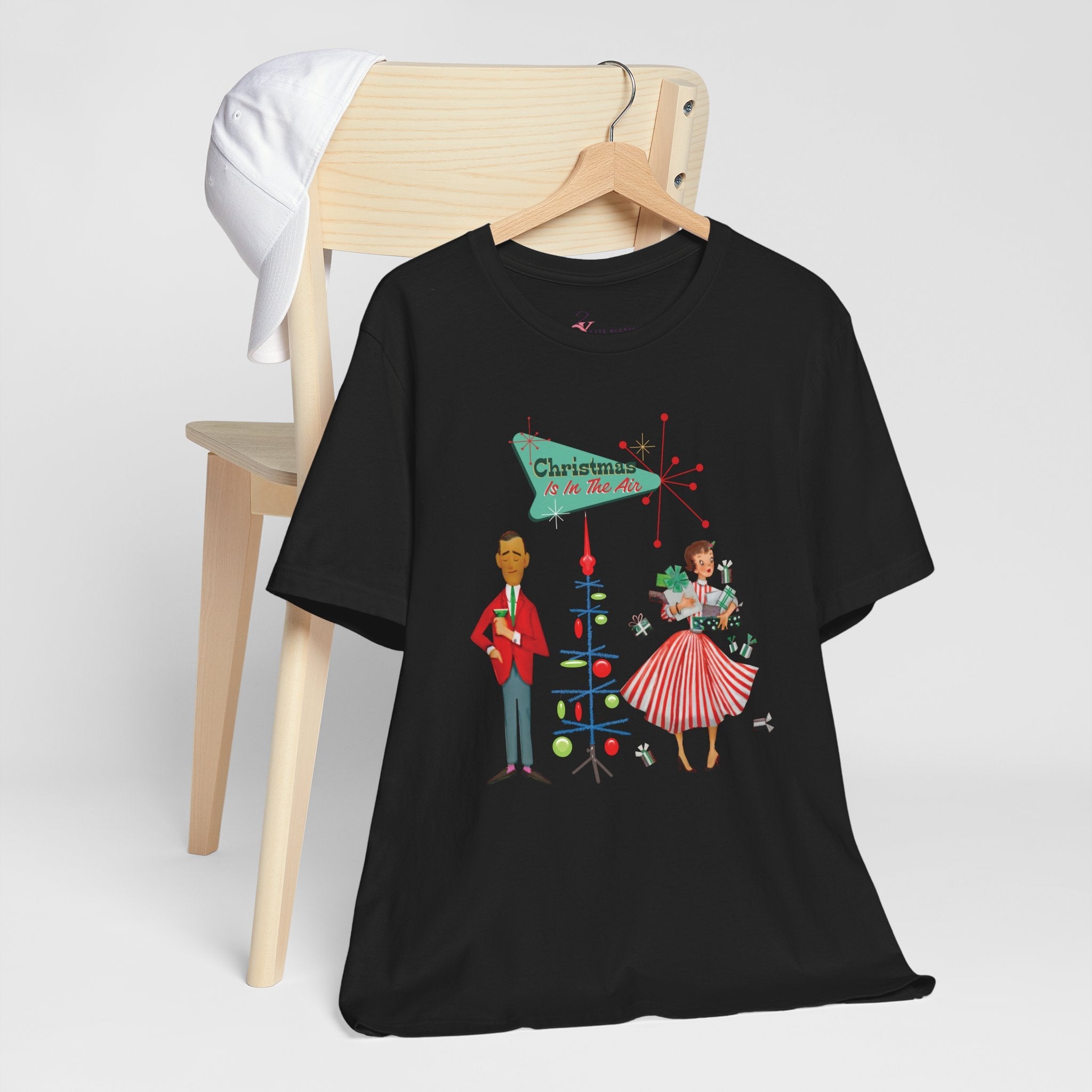Kate McEnroe New York Retro 50s Kitsch Christmas T-Shirt, Vintage Holiday Style, Mid Century Modern Atomic TeeT-Shirts30192429312894216295