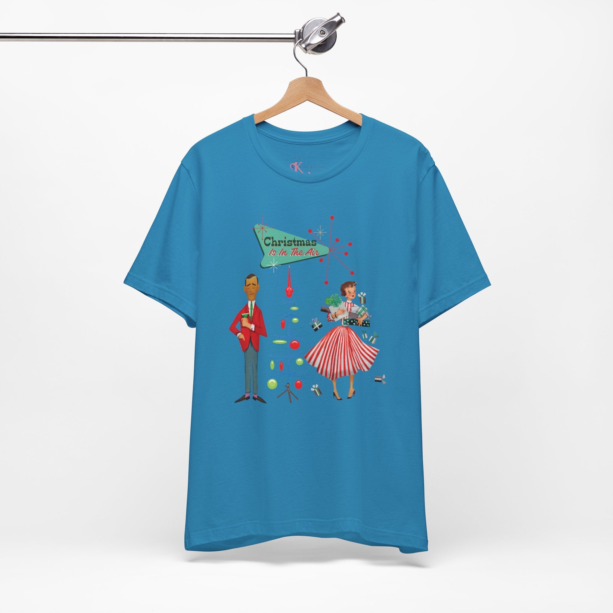 Kate McEnroe New York Retro 50s Kitsch Christmas T-Shirt, Vintage Holiday Style, Mid Century Modern Atomic TeeT-Shirts30192429312894216295