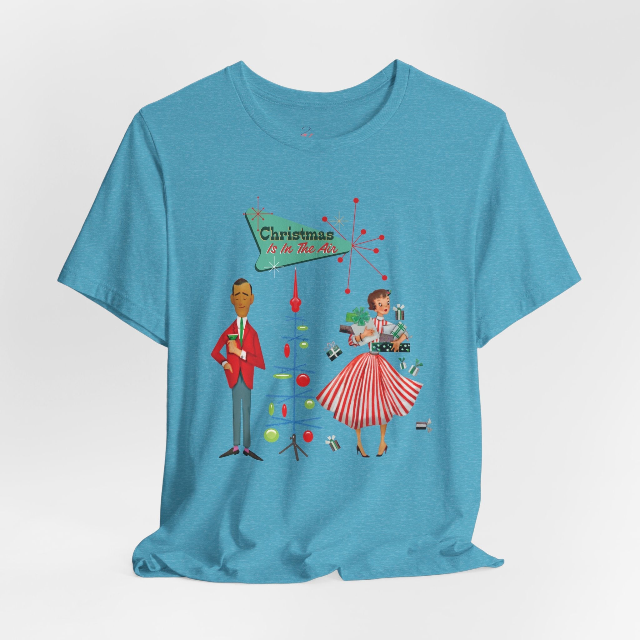 Kate McEnroe New York Retro 50s Kitsch Christmas T-Shirt, Vintage Holiday Style, Mid Century Modern Atomic TeeT-Shirts30192429312894216295