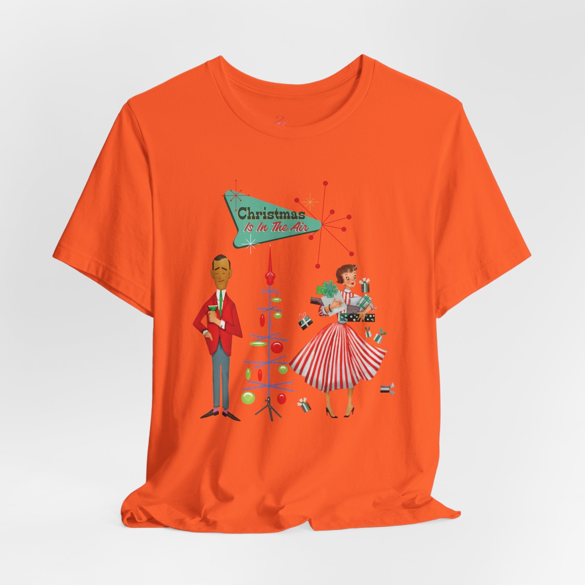 Kate McEnroe New York Retro 50s Kitsch Christmas T-Shirt, Vintage Holiday Style, Mid Century Modern Atomic TeeT-Shirts30192429312894216295
